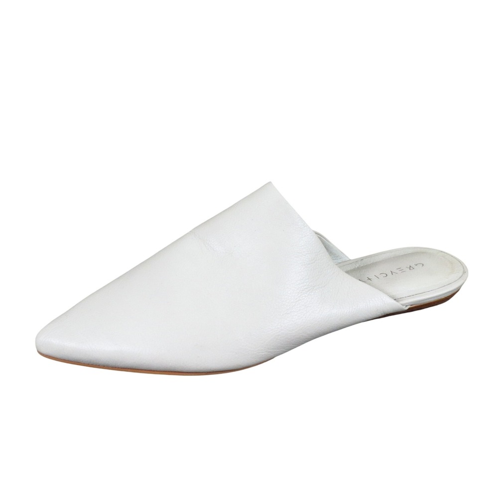 Grey City Women Pointed Toe Mule Flat Size 9.5 Professional Cream Leather Shoes